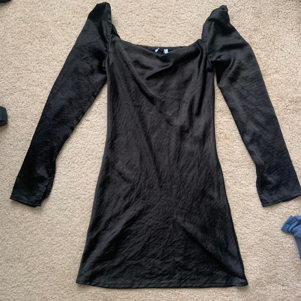 black satin party dress
